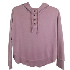 Womens XL Purple Waffle Knit Hoodie Sweater Top Streetwear Casual Cotton/Poly